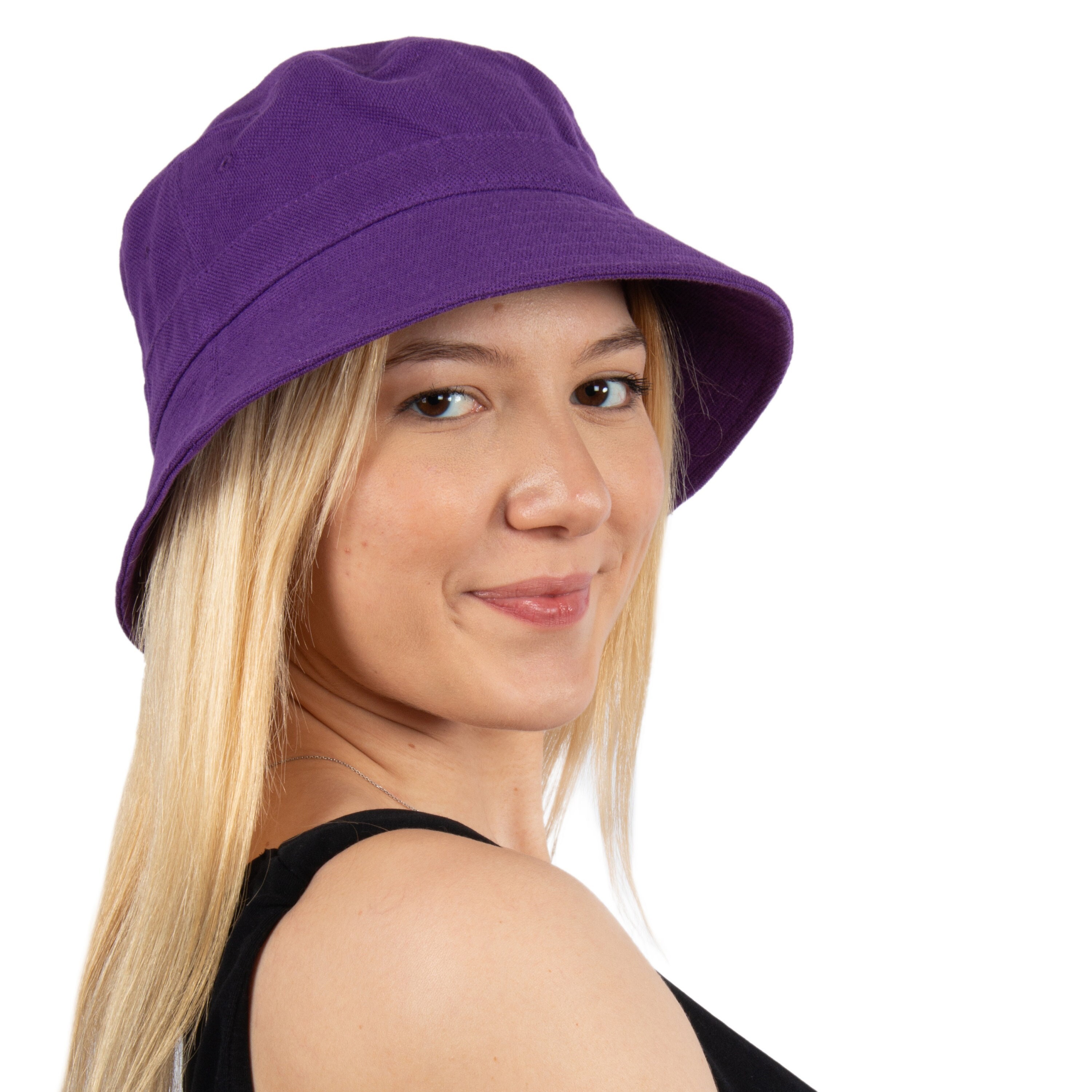 Purple Cotton Bucket Hat, Women Bucket Hat, One Size Hat, Women Summer Hat, Fisherman Summer Hat, Hatsquare Women Hat, Travel Sun Hat