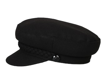 Black Women Fiddler Hat, Women Wool Blend Newsboy Cap  display picture 2