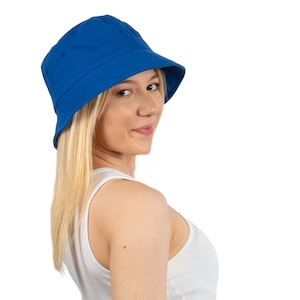 Blue Cotton Bucket Hat, Women Bucket Hat, One Size Hat, Women Summer Hat, Fisherman Hat, Hatsquare Women Hat, Travel Sun Hat