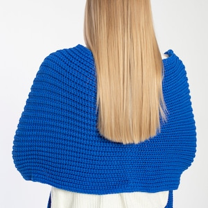 Blue Oversize Extra Long Chunky Scarf, Unisex Winter Hand Knitted Shawl ...
