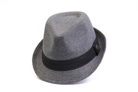 Gray Fedora Polar Fleece Hat, Women Winter Hat, Stiff Fedora  display picture 2