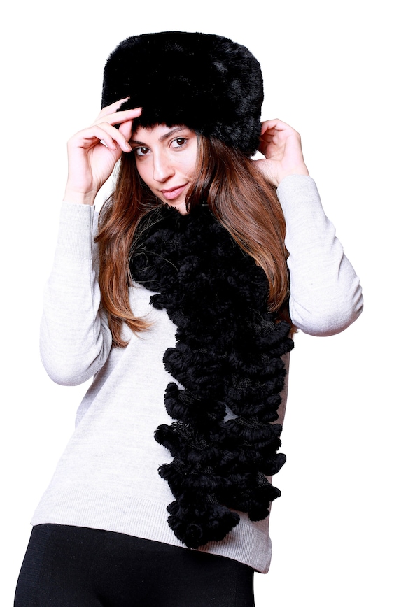 Cappello invernale da donna in pelliccia sintetica nera | Etsy Italia