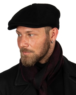 Black Wool 8 Panels Cap, Baker Boy Hat, Irish Flat Cap, Christmas