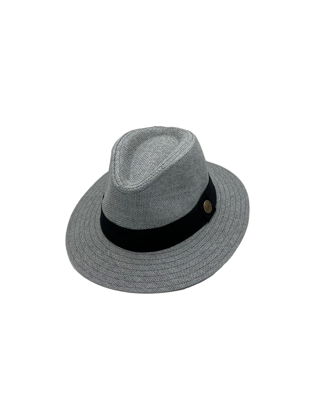 Gray Straw Panama Hat, Stiff Brim Hat, Men Summer Hat, Women Safari Hat ...