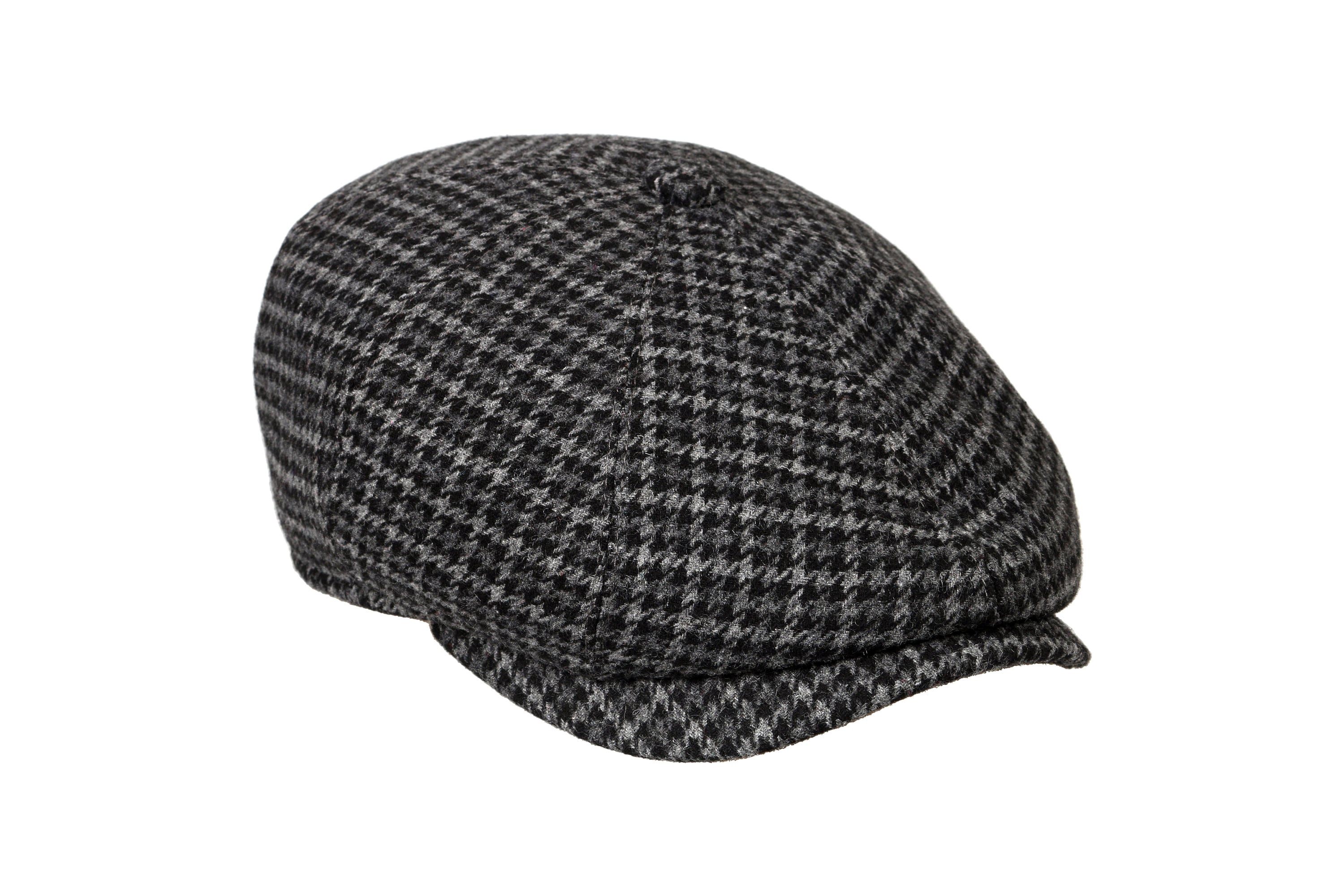 Dark Gray Houndstooth Wool 8 Panel Peaky Blinders Hat  display picture 1