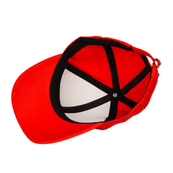 Red-orange Cotton Fabric Baseball Cap, Hatsquare Baseball  display picture 3