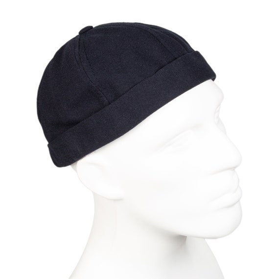 Dark Blue Cotton Docker Hat, Summer Man Beanie Cap, Sailor Military Brimless  Hat, Cotton Streetwear Skull Cap, Fabric Dock Worker Hat 
