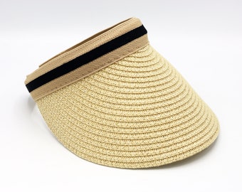 Khaki Visor: Boho Beach Sun Hat, Foldable Summer Accessory  display picture 2