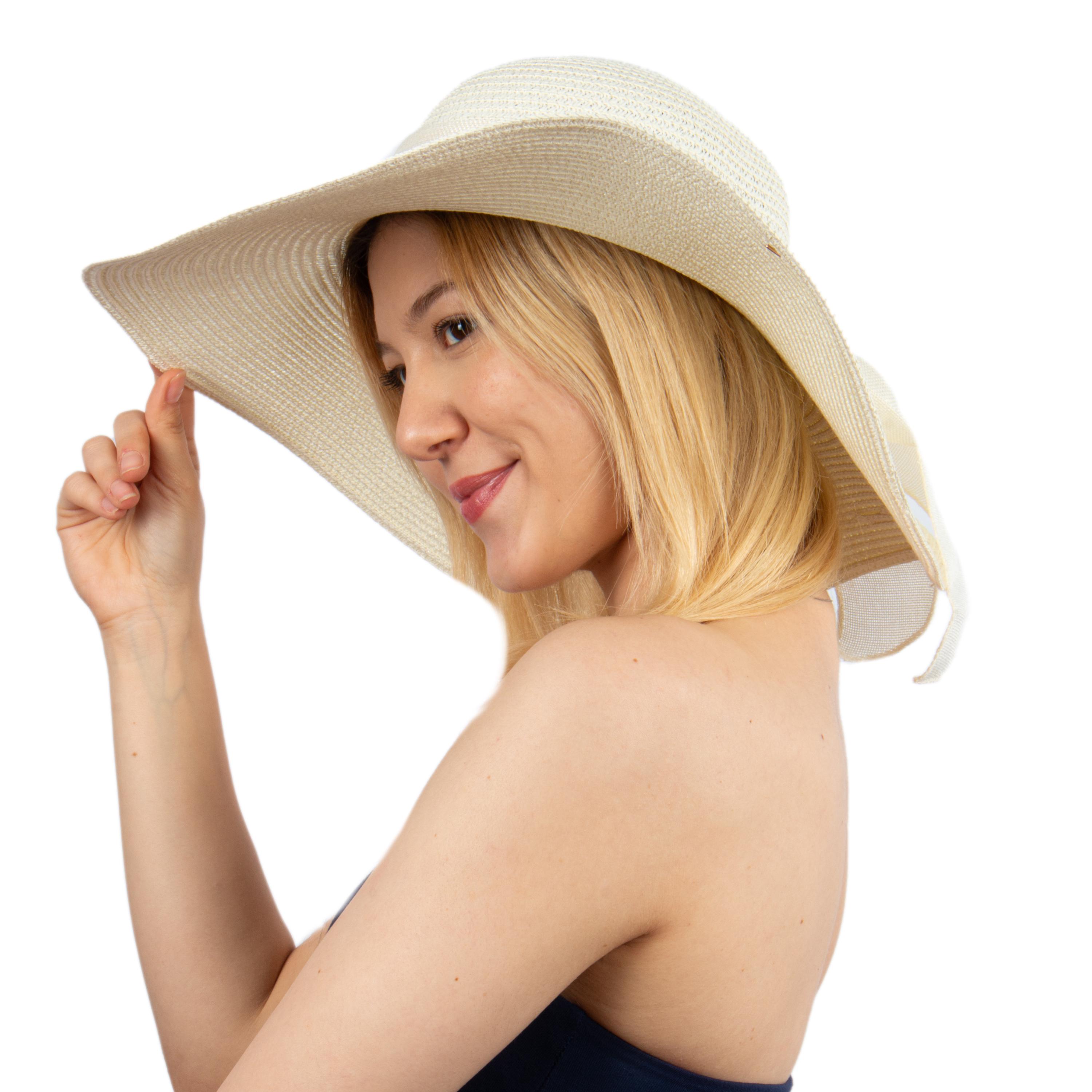 Vintage Y2K Ivory Wide Brim Sun Hat, Wired Adjustable Brim Romantic Garden Party Ivory Romantic Vintage Style Wide Brim Straw Hat, Bead and  main image 3