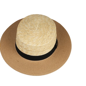 Strohoed, zomerhoed heren vrouwen fedora hoed, vierkante bolerohoed, strohoed met brede rand, platte rand, ronde kapiteinshoed, gondelierhoed