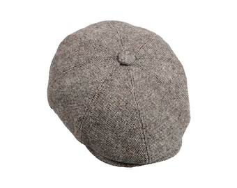 Beige Tweed Wool 8 Panels Cap, Peaky Blinders Hat, Baker Boy Hat, Irish flat cap, Hatsquare Newsboy Cap, Winter Tweed Fabric Cap