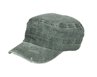 Forest Green Summer Pigment Dyed Cotton Military Cap, Army Style Hat, Castro Cap, Men Hat,Cotton Men cap, Cadet Cap, Fathers Day Gift