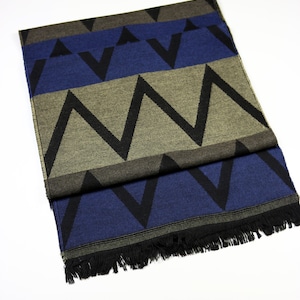 Dark Blue Camel Striped Wool Men Scarf, Suit Scarf, Scarves for Men, Winter Scarf, Fabric Scarf, Christmas Gift, Valentines Gift