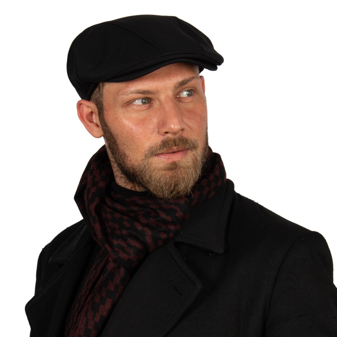 Black Water Resistant Flat Cap, Peaky Blinders Hat, Ultra Light Baker