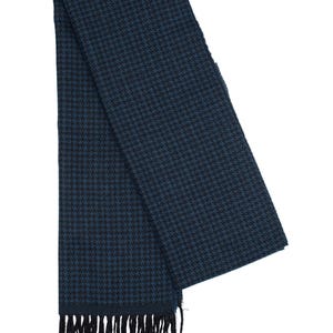 Blue Houndstooth Wool Men Scarf, Suit Scarf, Scarves for Men, Hatsquare Winter Scarf, Wool Fabric Scarf, Birthday Gift,Christmas Gift