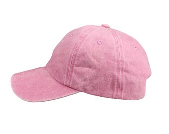 Baby Pink Cotton Baseball Cap, Baseball Hat, Pigment Dyed Cap, Men Summer Hat, Adjustable Baseball Cap, Women Summer Hat