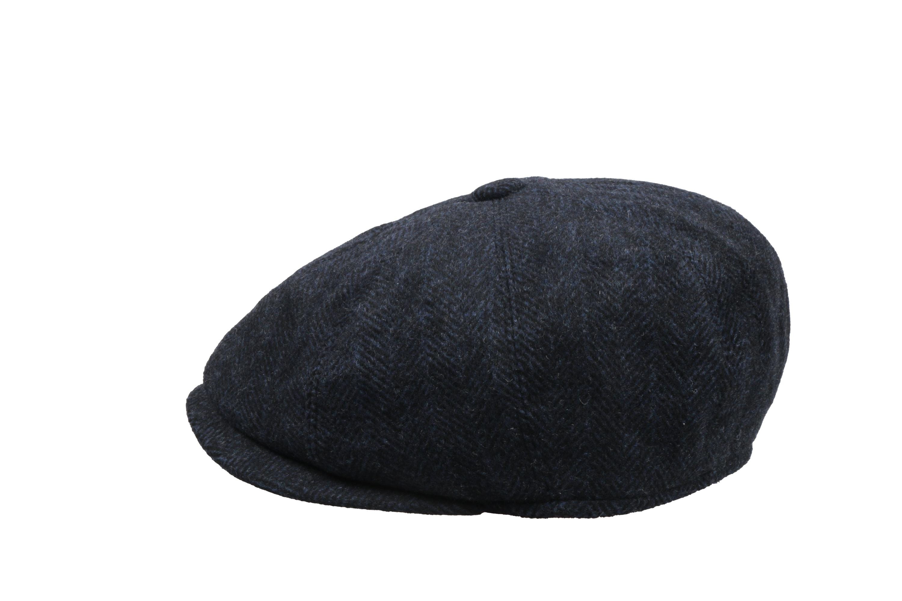 Black Herringbone Wool 8 Panels Cap, Peaky Blinders Hat