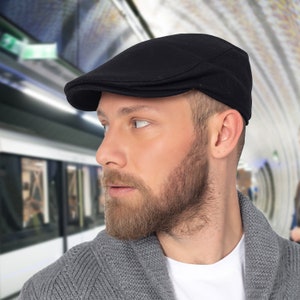 Black 100% Wool One Size Flat Cap, Peaky Blinders Hat, Hatsquare Baker Boy Hat, Men Winter Cap, Irish flat cap, Newsboy Cap, Men Scarf Set