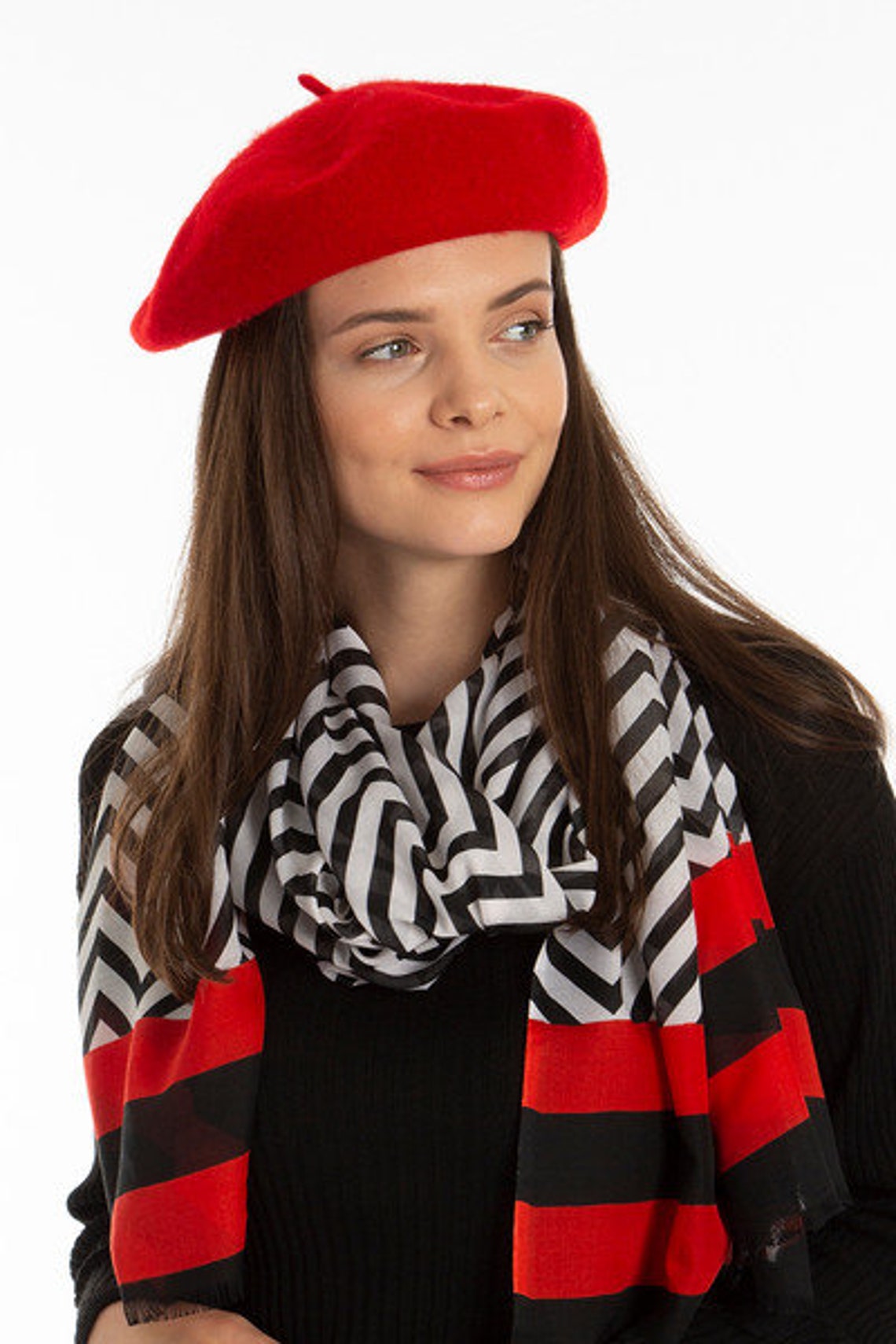 Red French Beret Painters Hat Women Felt Beret Women Etsy