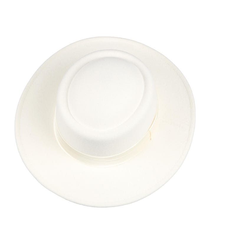 Flat Top Boater Felt Hat Brim (White)