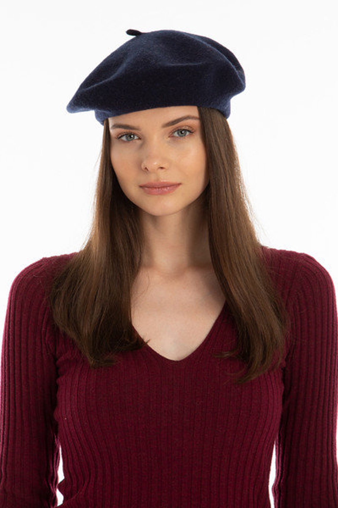 Dark Blue French Beret Painters Hat Women Felt Beret Women Etsy