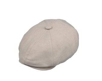Ivory Linen Summer 8 Panel Newsboy Cap, Peaky Blinders Hat, Hatsquare Baker Boy Hat, Irish flat cap, Lightweight Vintage Men Hat , Ivy Hat