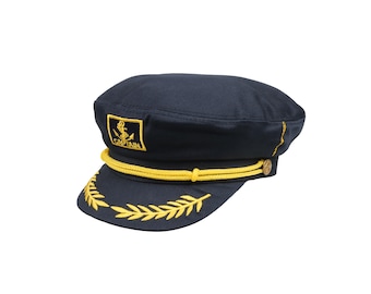 Chapéu de capitão marinheiro da Marinha, boné de barco unissex com bordado de âncora, chapéu de oficial da Marinha feito à mão, chapéu de imediato náutico para velejador