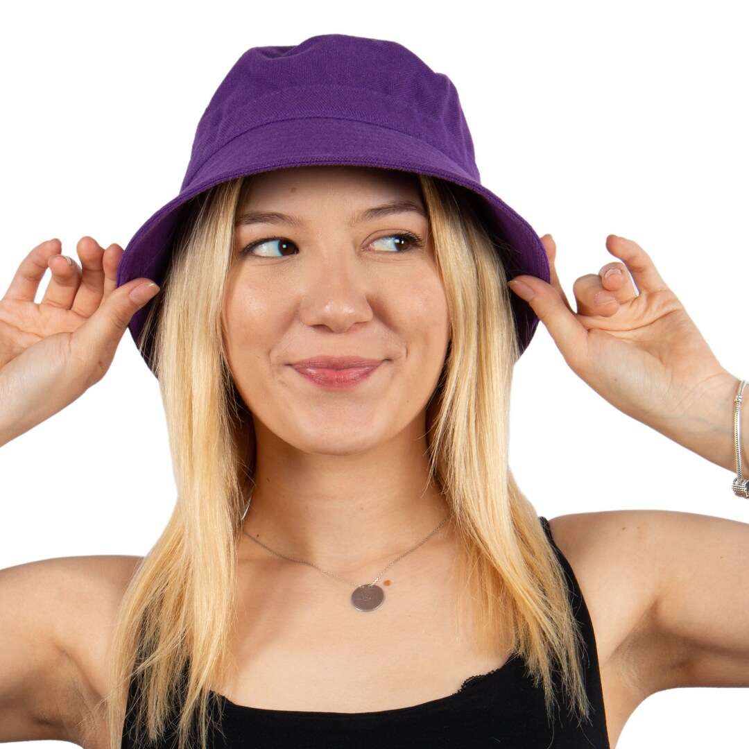 Purple Cotton Bucket Hat, Women Bucket Hat, One Size Hat, Women Summer