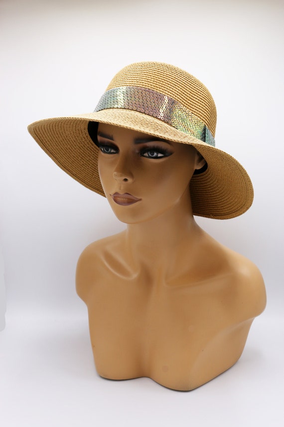 ON SALE Camel Straw Hat with Sequins, Holiday Hat, Women Summer Hat, Wide  Brim Hat, Beach Hat, Sun Hat, Boho Hat, Women Hat
