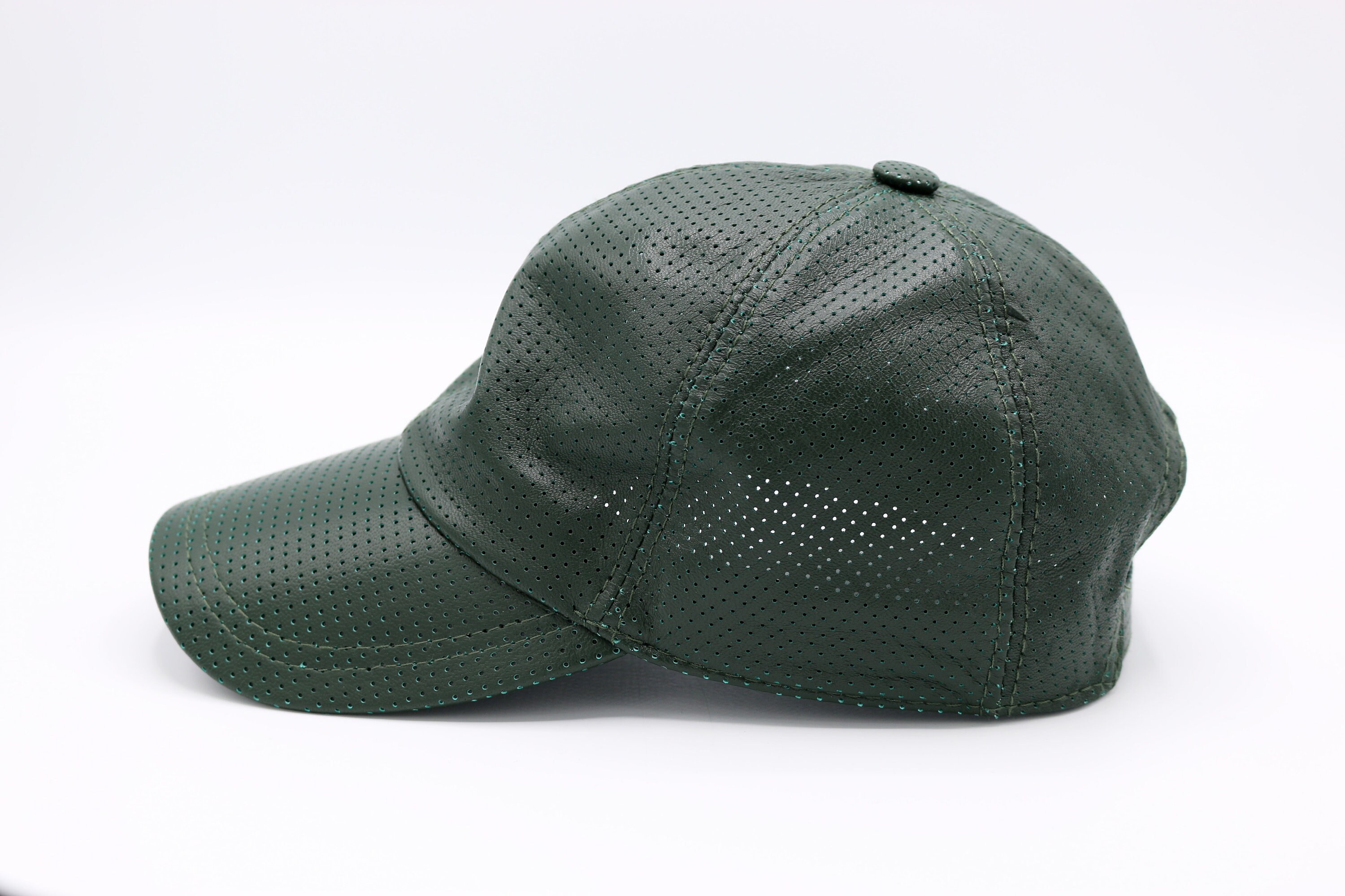 Emerald Green Perforated Leather Ultra Light Baseball Cap Etsy