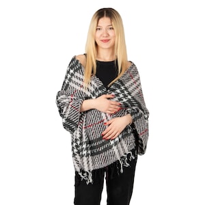 Plaid Winter Oversize Women Scarf, Winter Shawl, Women Blanket Scarf, Winter Warm Pashmina Shawl, Mothers Day Gift, Winter Throw