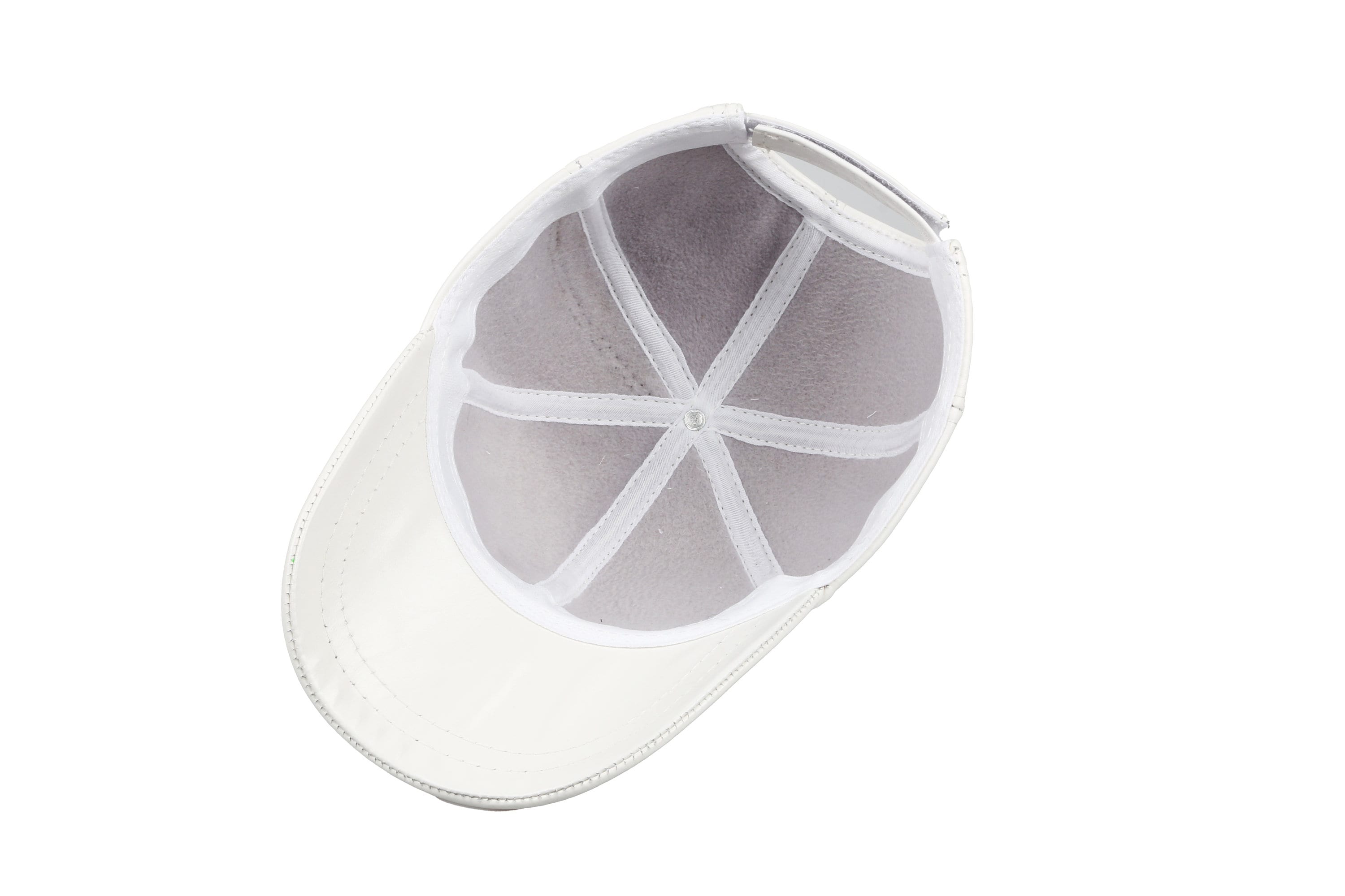 Pearl White Leather Baseball Cap, Hatsquare Baseball Cap