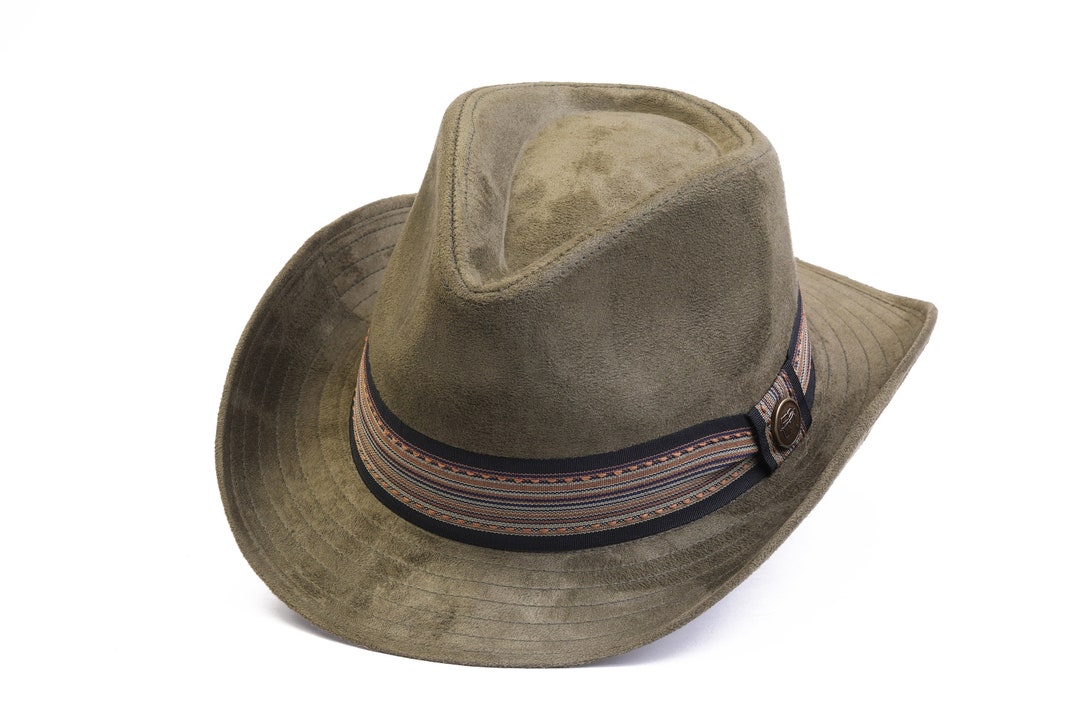 Green Cowgirl Hat, Cowboy Hat, Boho Cowboy Hat for Women, Winter Hat