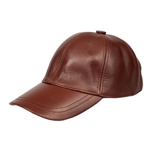 Chocolate Brown Leather Baseball Cap, Hatsquare Leather Baseball Cap,  Adjustable Man Leather Cap, Women Leather Baseball Cap, Sports Hat