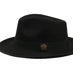 Chapeau fedora en feutre végétalien noir, chapeau d'hiver homme Hatsquare, chapeau fedora mi-rigide, chapeau à bord large femme, bord plat, chapeau de demoiselle d'honneur/garçon d'honneur image 4