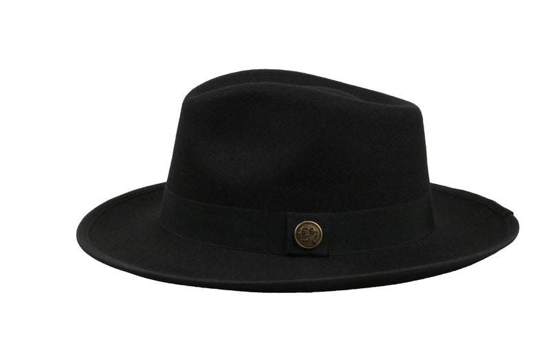 Chapeau fedora en feutre végétalien noir, chapeau d'hiver homme Hatsquare, chapeau fedora mi-rigide, chapeau à bord large femme, bord plat, chapeau de demoiselle d'honneur/garçon d'honneur image 4