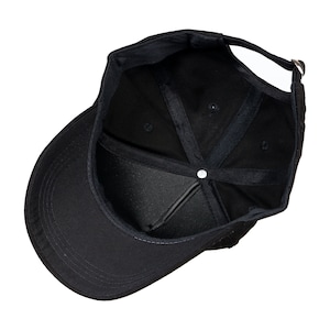 Black Cotton Fabric Baseball Cap, 5 Panel Baseball Hat, Men Summer Hat, Adjustable Baseball Cap, Women Summer Hat, Sports Hat, Dad Cap image 5