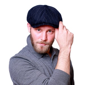 Berretto a 8 pannelli in lana a righe, cappello Peaky Blinders, berretto da uomo Hatsquare Newsboy, cappello Baker Boy, berretto piatto irlandese, regalo di Natale, cappello da sposo