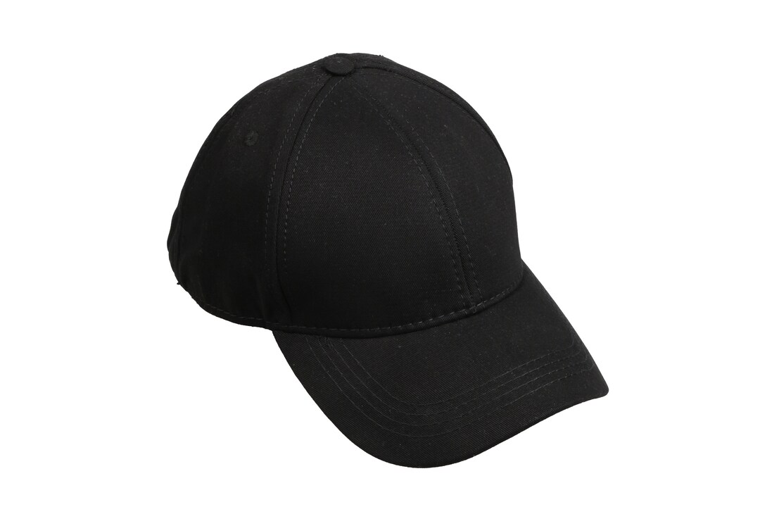 Black Cotton Fabric Classic Baseball Cap, Hatsquare 6 Panel
