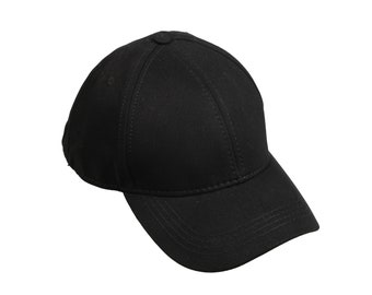 Black Cotton Fabric Classic Baseball Cap, Hatsquare 6 Panel Baseball Hat,  Men Summer Hat, Adjustable Baseball Cap, Women Summer Sports Hat