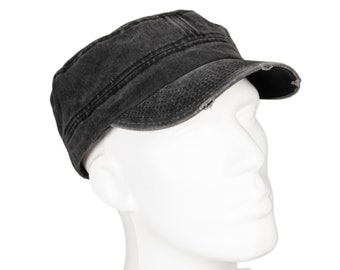 Casquette militaire d'été en coton teint par pigmentation noire, chapeau style armée, casquette de castro, chapeau d'été pour homme, casquette en coton pour homme, casquette de cadet, cadeau de fête des pères