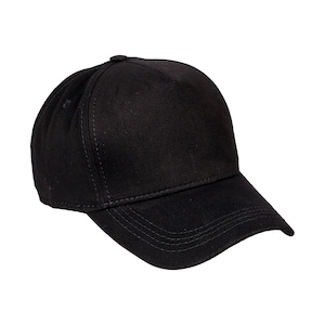 Black Cotton Fabric Baseball Cap, 5 Panel Baseball Hat, Men Summer Hat, Adjustable Baseball Cap, Women Summer Hat, Sports Hat, Dad Cap image 1