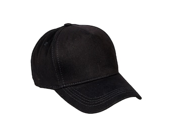 Black Cotton Fabric Baseball Cap, Baseball Hat,  Men Summer Hat, Adjustable Baseball Cap, Women Summer Hat, Sports Hat, Dad Cap