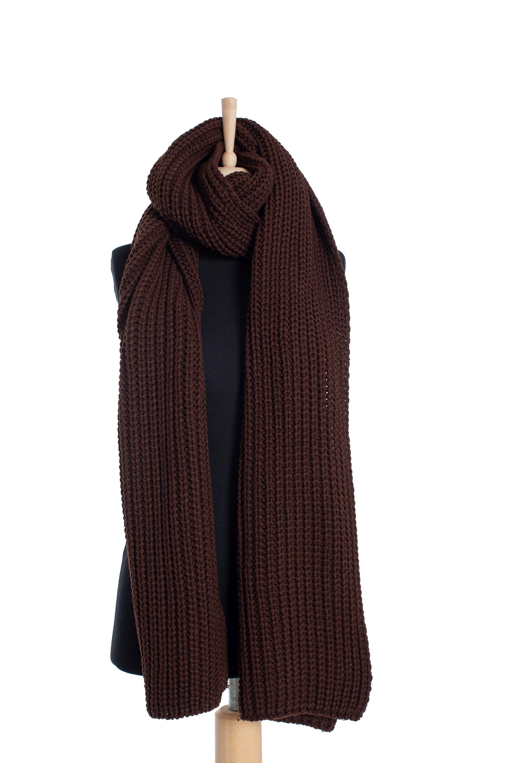 Dark Brown Oversize Extra Long Chunky Scarf, Unisex Winter Hand