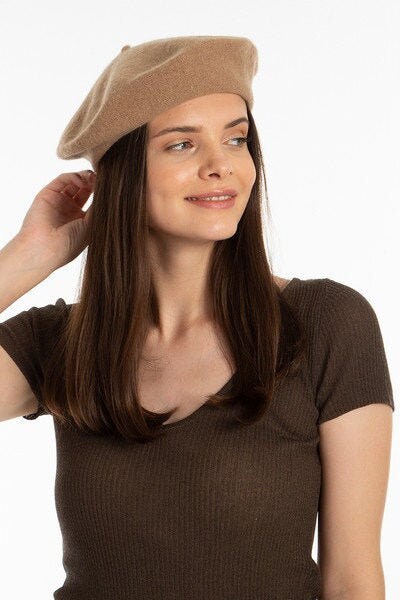 Womens French Beret hat Camel Beret *NEW* Camel Beret, French Beret, Warm Hat for Her, Winter Hat  main image 3
