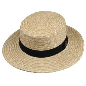 Straw Boater Hat, Summer Men Women Fedora Hat,  Hatsquare Bolero Hat, Straw Wide Brim Hat, Flat Brim, Round Captain Hat, Gondolier Hat