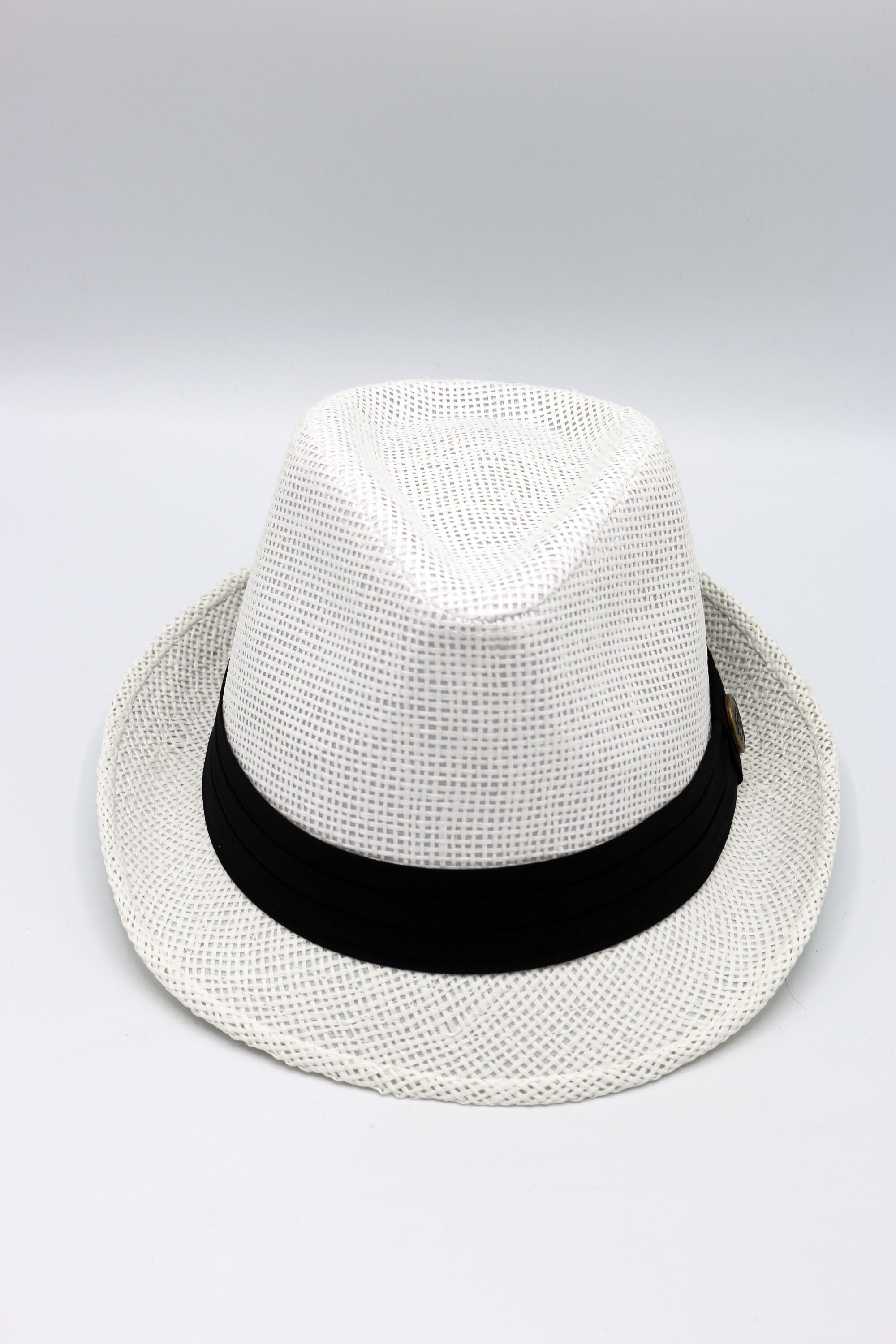 White Fedora Straw Hat, HATSQUARE Straw Fedora Hat, Beach  display picture 1