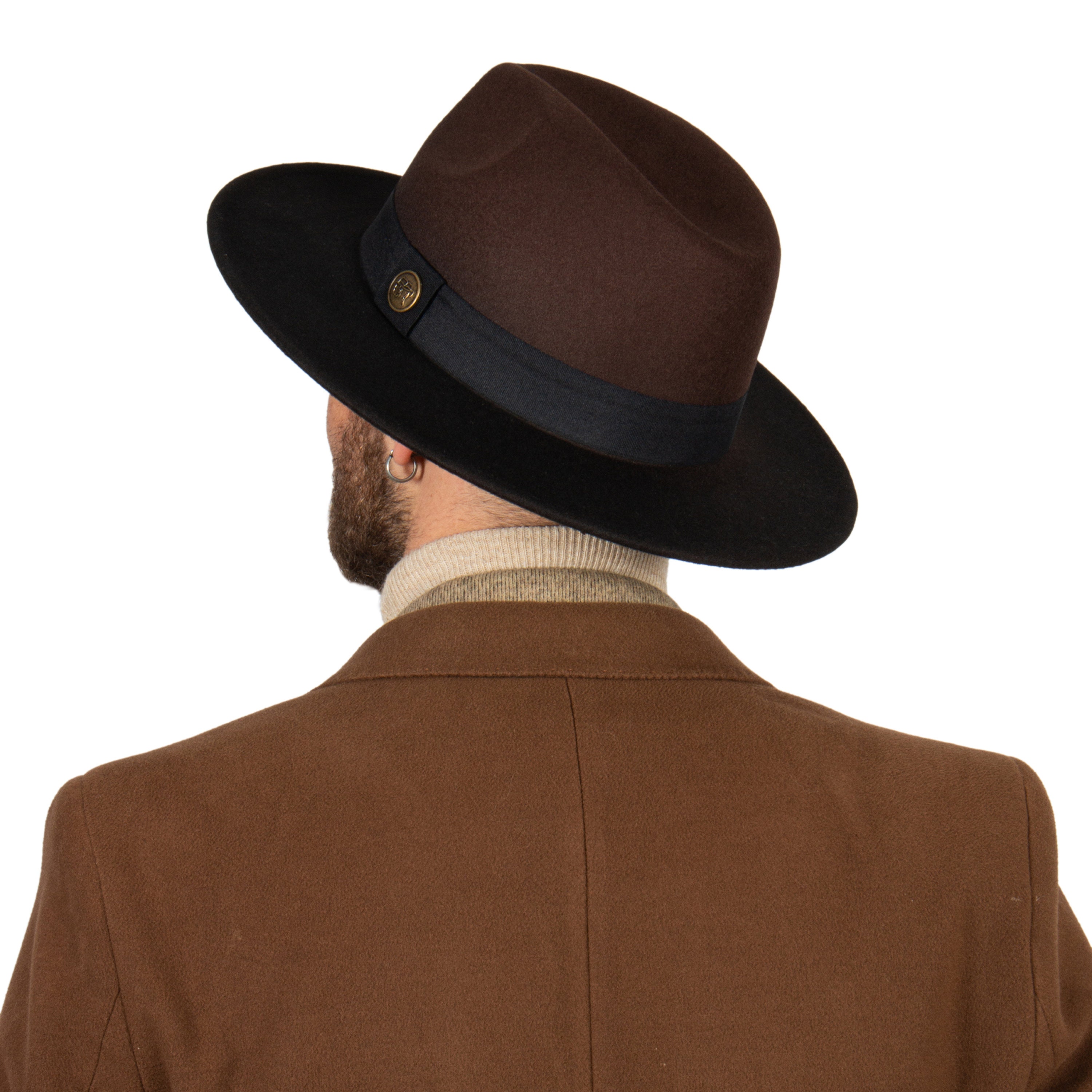 - BROWN OMBRE LADIES STYLISH FEDORA HAT *NEW* Petra Brown Wool Felt Fedora Hat - Women main image 2