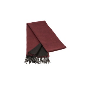 Burgundy Black Reversible Wool Men Scarf, Suit Scarf, Scarves for Men, Winter Scarf, Wool Fabric Scarf, Birthday Gift, Christmas Gift