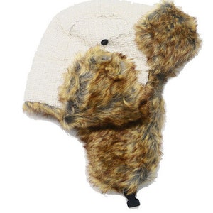 Bonnet aviateur en tissu à tricoter pour homme, chapeau en peau de mouton Faux Shearling, casquette de trappeur, chapeau d'hiver pour homme, chapeau à long oreillette, cadeau de Noël, cadeau d'anniversaire image 9